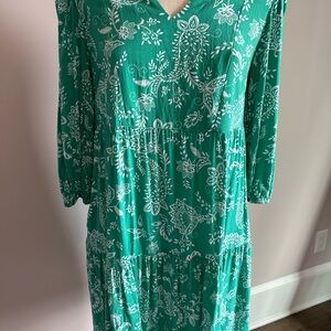 Susan Graver Passport Green Floral Dress